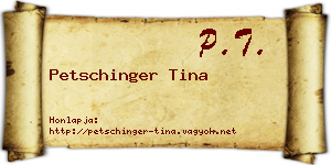 Petschinger Tina névjegykártya